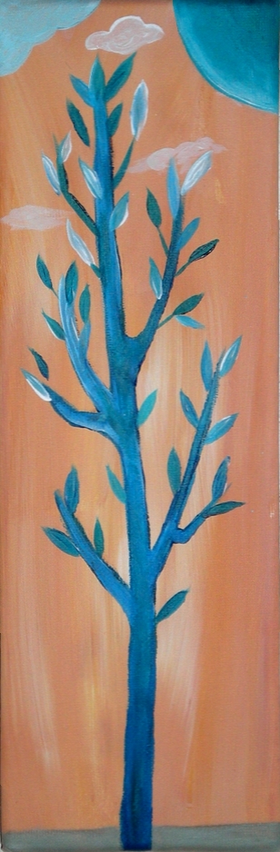 Arbre à la lune bleue, peinture acrylique