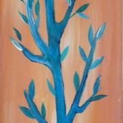 Arbre à la lune bleue, peinture acrylique